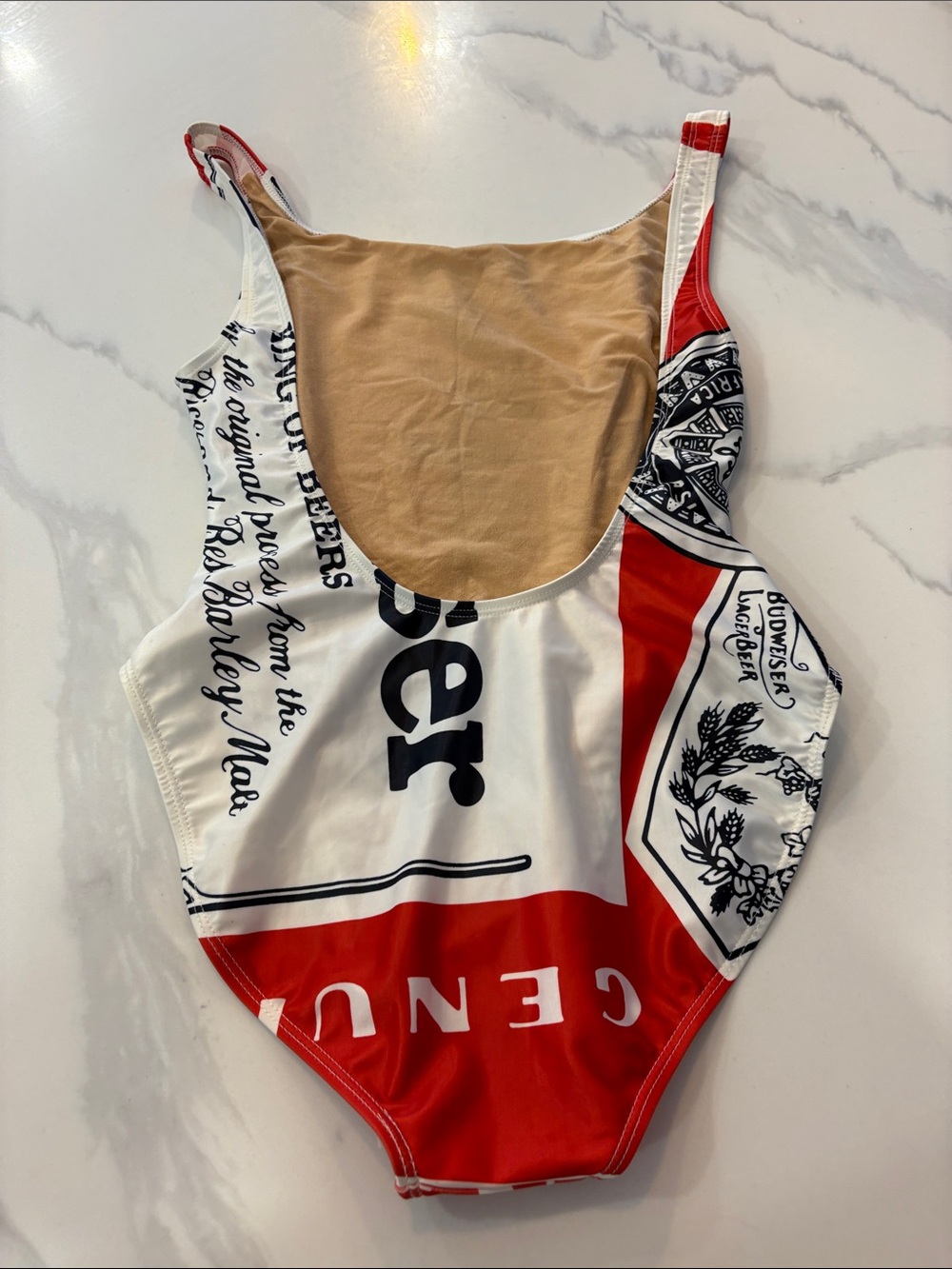 Budweiser White and Red Logo One-Piece Swim Suit - Picture 2 of 4